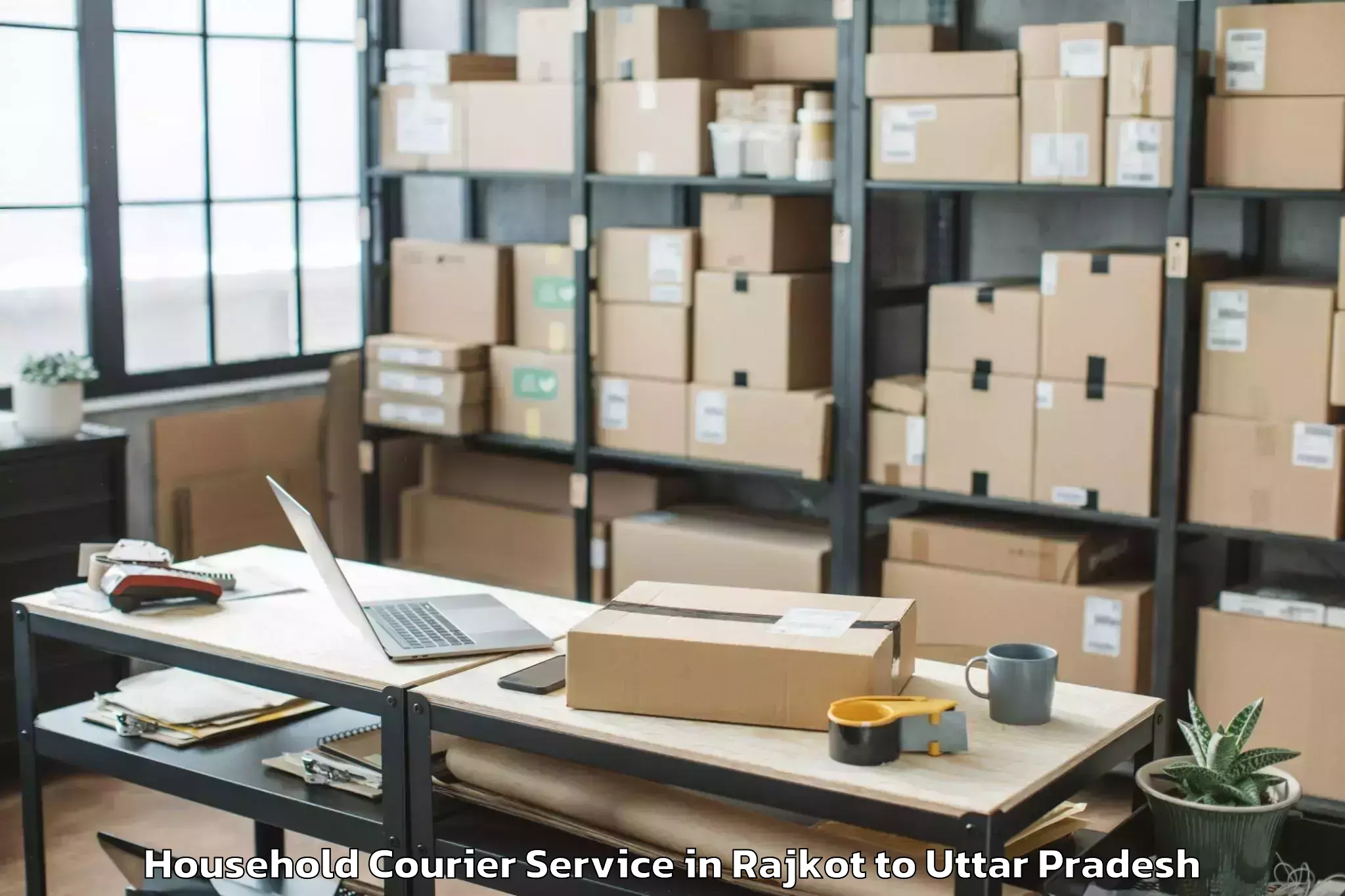 Top Rajkot to Monad University Hapur Household Courier Available